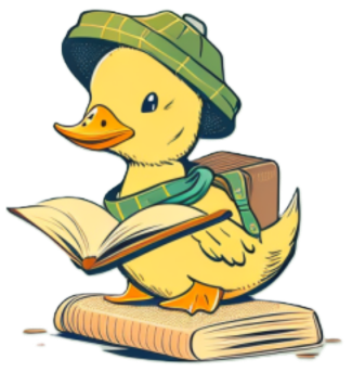Illustration of a duck with a book