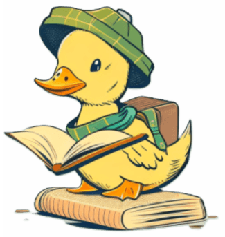 Illustration of a duck with a book